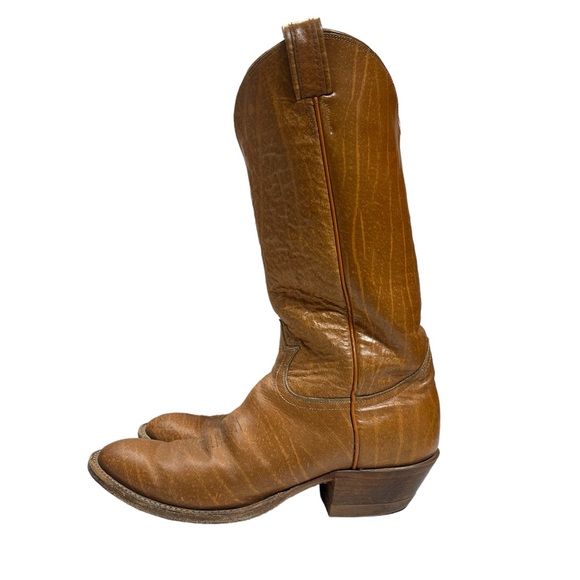 Tony Lama Shoes - Tony Lama Vintage Brown Leather Cowboy Western Boots Style 5131, Size 8.5